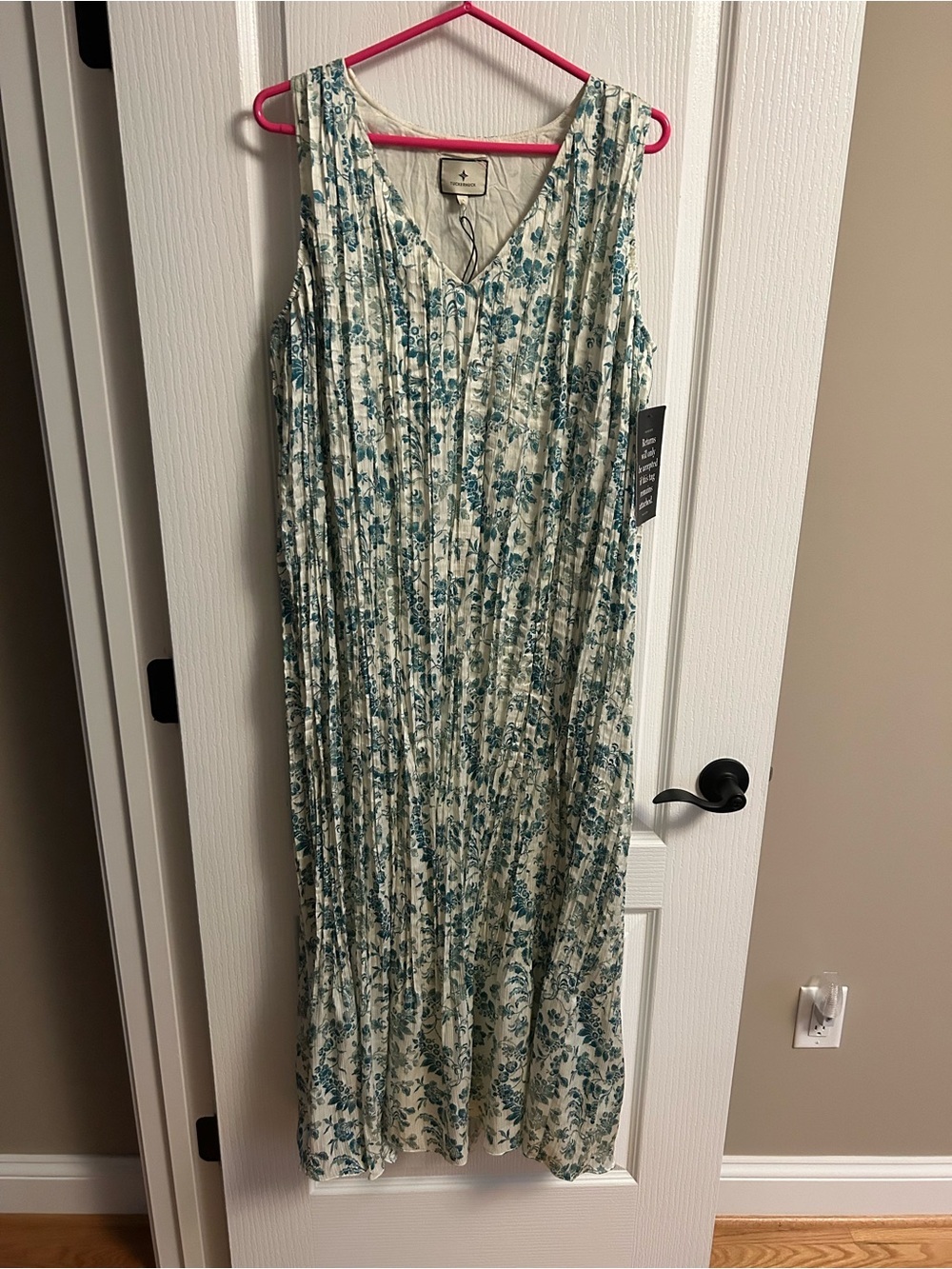 Tuckernuck Cream Dress with Teal Floral Print